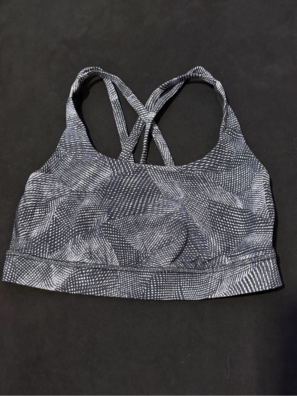lululemon athletica Gray & White Patterned Strappy Sports Bra